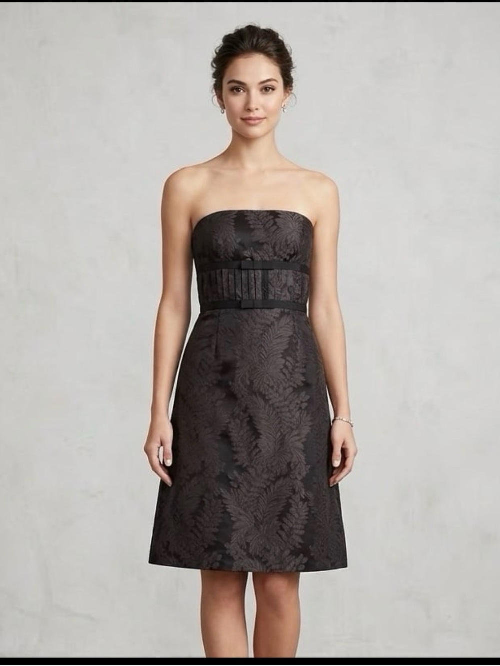 Ann Taylor 100% Silk Dress size 10👒Strapless Midi Party Cocktail Formal Leafs